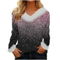 thumbnail image 1 of Blouses pour Femmes, Blouses pour Femmes Mode, Chandail Ample pour Femmes à Manches Longues en Peluche à Col en V Blouses Mode, Blouses pour Femmes Mode, Hauts à Manches Longues pour Femmes, 1 of 5