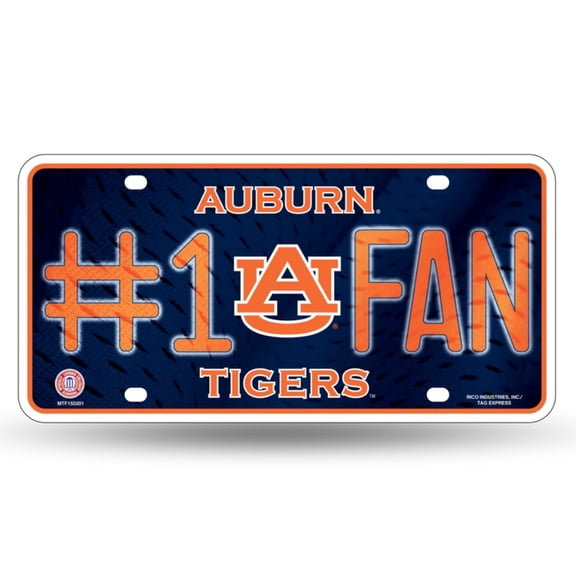 Auburn-Tiger's #1 Fan Metal License Plate Auto Tag - Number One! Let's Go!!