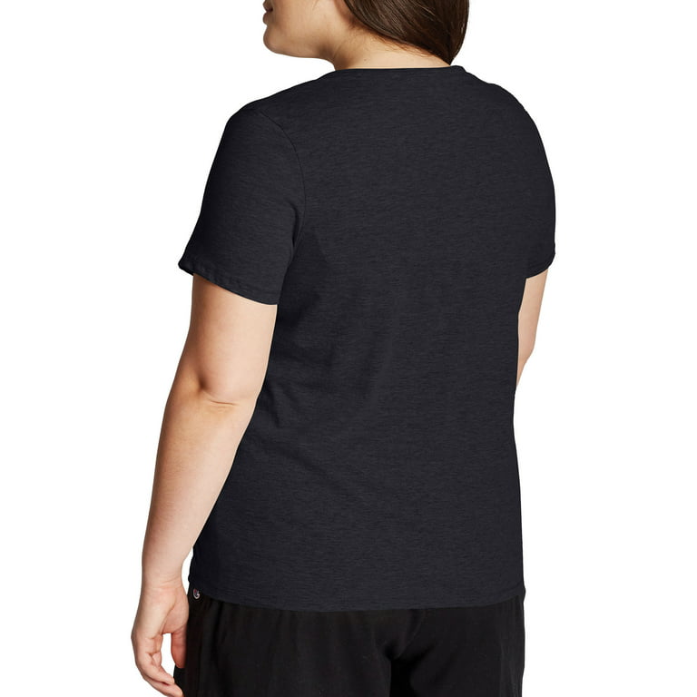 Champion Women\'s Plus Size Sleeve V-Neck Logo Short T-Shirt Graphic