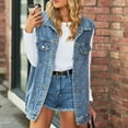thumbnail image 2 of Lindreshi Jean Jacket Women Fashion Women Casual Pockets Button Sleeveless Tops Jacket Denim Coat, 2 of 8