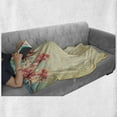 thumbnail image 6 of Floral Soft Flannel Fleece Blanket, Spring Sakura Flower on Sun Sky Vintage Color Toned Abstract Nature Theme Print, Cozy Plush for Indoor and Outdoor Use, 50" x 70", Beige Pink Teal, by Ambesonne, 6 of 6