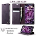 thumbnail image 5 of Designed for iPhone 16 Pro Wallet Case, Classic PU Leather Flip Cover with Kickstand, RFID Blocking Card Slots, Magnetic Clasp, Full Body Protective Shockproof Phone Case, Purple, 5 of 12