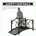 thumbnail image 4 of Outsunny 3.3FT Metal Arch Zen Garden Bridge with Safety Siderails, Decorative Footbridge, Delicate Floral Scrollwork for Stream, Fish Pond, Black, 4 of 9