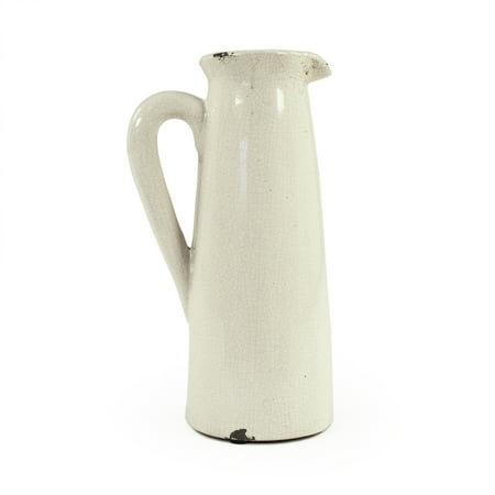 

Distressed Crackle White Narrow Pitcher - Large