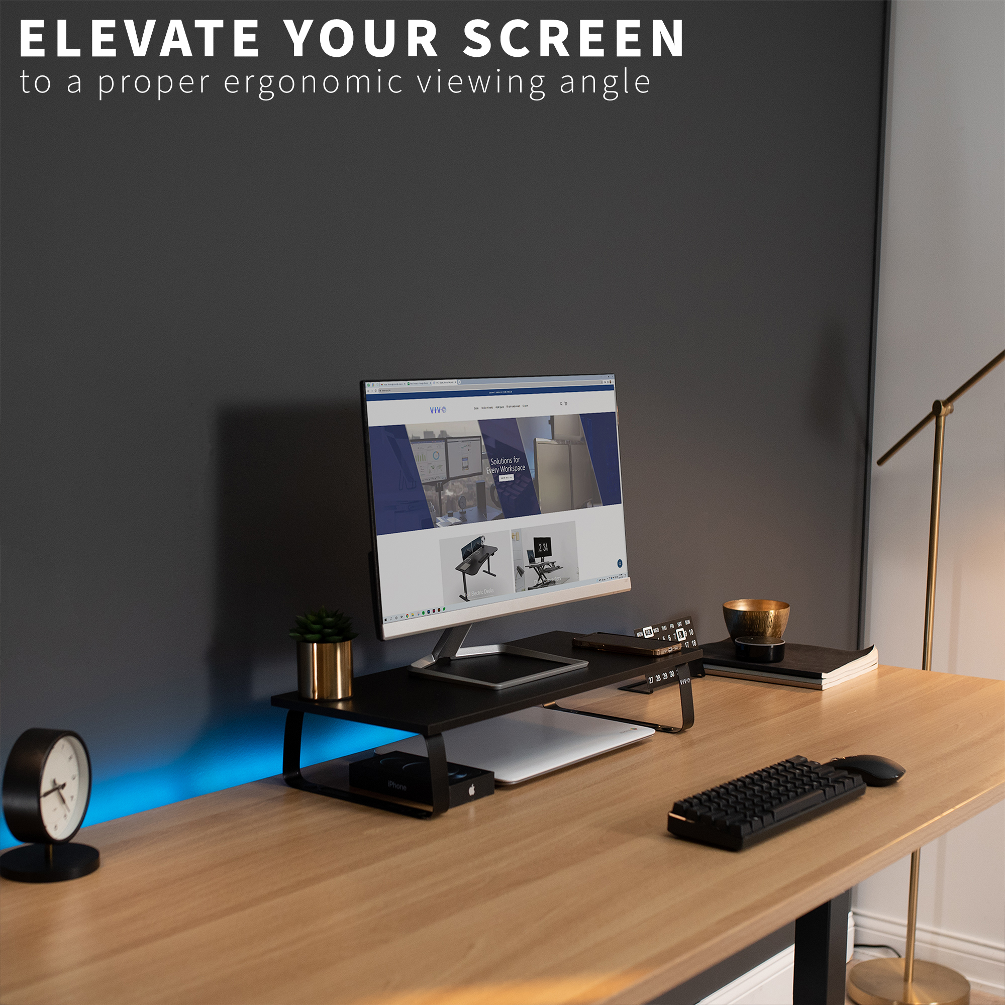 Vivo Black Wood 24" Monitor Riser Stand photo 3