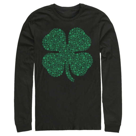 Men's Marvel St. Patrick's Day Hero Icon Clover Long Sleeve Shirt Black Small