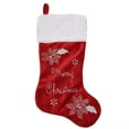 thumbnail image 2 of Northlight 20" Embroidered Red Velveteen Poinsettia "Merry Christmas" Stocking with White Faux Fur, 2 of 2