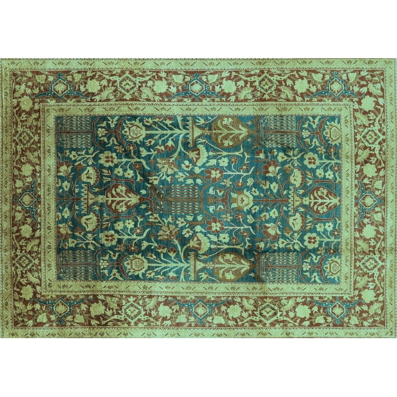 Ahgly Company Indoor Rectangle Oriental Light Blue Industrial Area Rugs, 5' x 7'