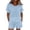 Blue, variant on Womens Plus Size Short Sets Casual Cotton Linen Crew Neck Top and Shorts Matching Outfits with PocketsGreen2XL