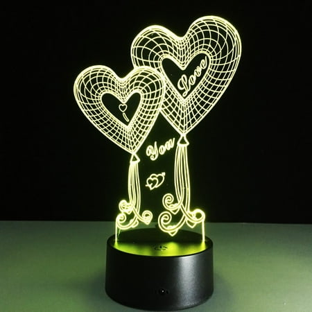 

WCX GZCRDZ 3D Lamp Romantic Valentine s Day Gifts for Wife Women Lovers Led Night Light Holiday Decor Colorful 7 Color Change Valentines Household Home Accessories (Love3)-0614