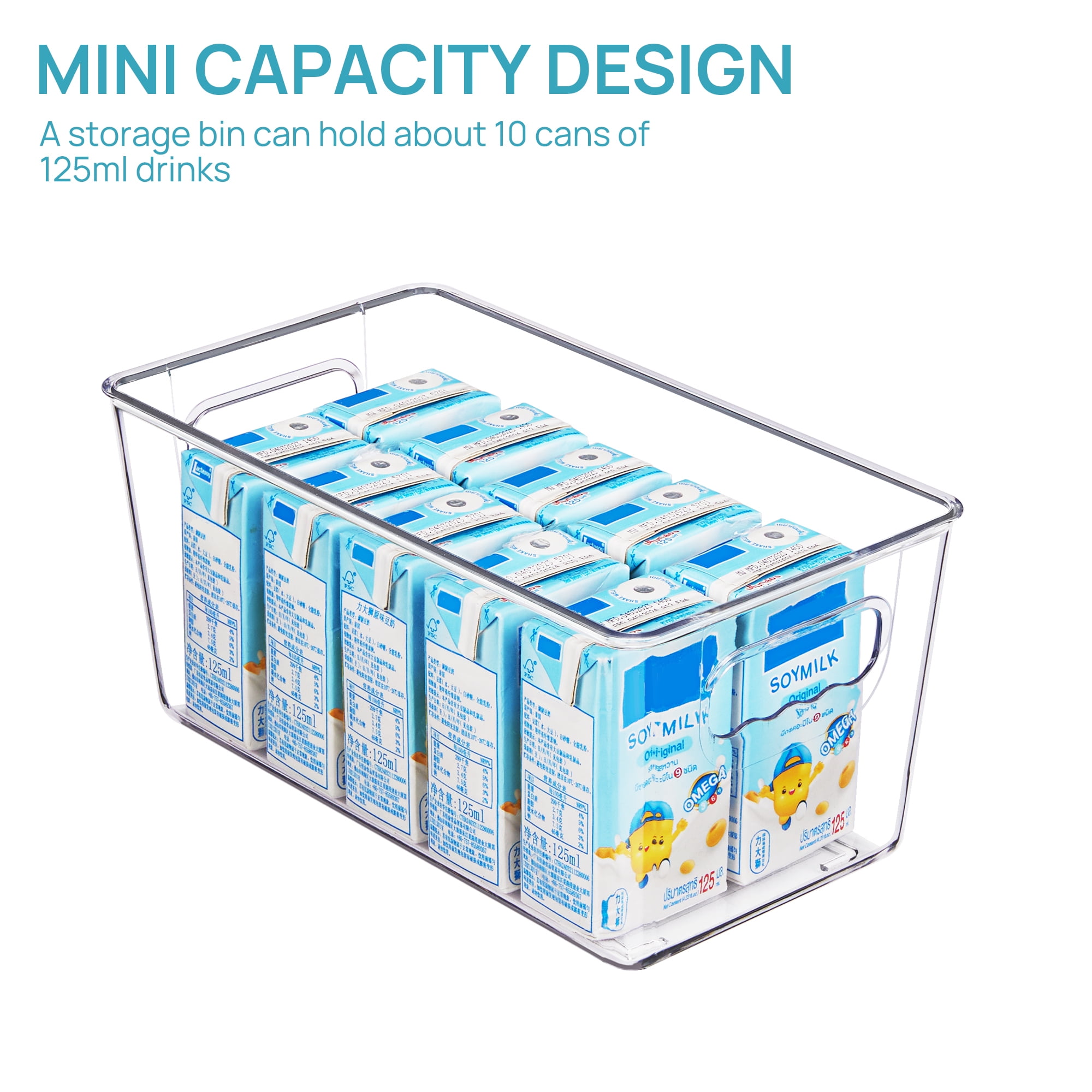 Sindcom 4 Pack Clear Plastic Storage Bins with Handles, Pantry Organizer Bins, for Refrigerator, Freezer, Cabinet, Kitchen, Countertops, SmallFreezer,Cabinet,Closet Organization and Storage