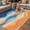Lake Blue, variant on Teal Red Ocean Waves Outdoor Rug for Patio/Deck/Porch, Non-Slip Large Area Rug 5 x 7 Ft, Summer Beach Coastal Abstract Indoor Outdoor Rugs Washable Area Rugs, Reversible Camping Rug Carpet Runner