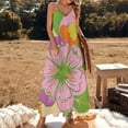 thumbnail image 2 of Nostalgic Vintage Floral Sleeveless Dress for Women Clothing Female Women's Summer Skirt, 2 of 7