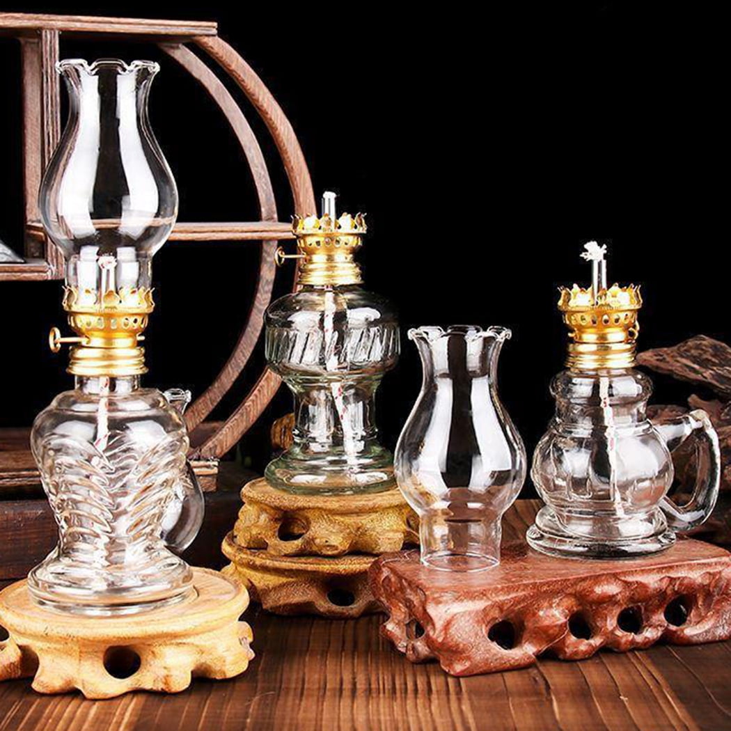 2PCS Glass Oil Lamps for Indoor Use Vintage Kerosene Lamp Oil Lantern Kerosene Lantern with 2 Wicks
