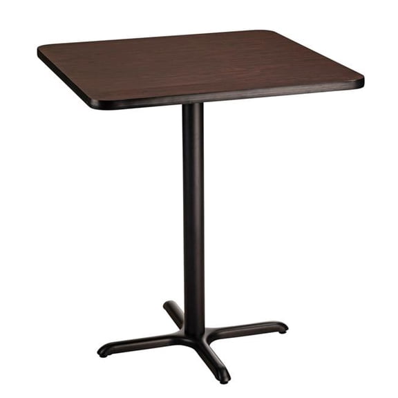 36 in. Square Cafe Table with X-Base, Mahogany - 42 in. Height