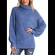 thumbnail image 5 of Suéter de Cuello Alto, Larga, Estilo Globo, Liso, para Mujer, para Invierno y Otoño. Azul S, 5 of 6