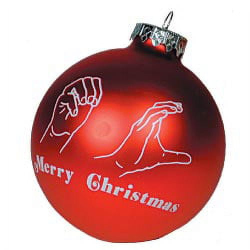 Merry Christmas Sign Language Glass 3 in. Ornament