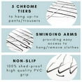 thumbnail image 4 of Closet Spice - 2 Pack - Cintres de Costume Détachables Antirouille Chromés 5 Niveaux, Antidérapants, Poignée en Caoutchouc PVC Noir Rembourrée, Gain de Place, Design Multi-Swing pour Manteaux, Costumes, 4 of 9
