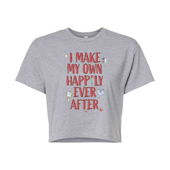 Disney - Happily Ever After Belle - Juniors Cropped Cotton Blend T-Shirt