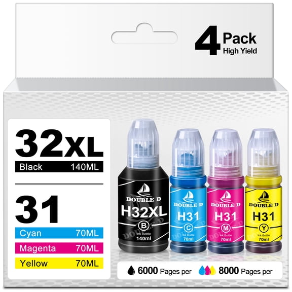 31 32XL Ink Bottle Set Compatible for 31 32XL ink refill bottle for for Smart Tank 5101 7602 5000 651 5103 6001 7301 7001 7302 5102 7002 7006 Printers