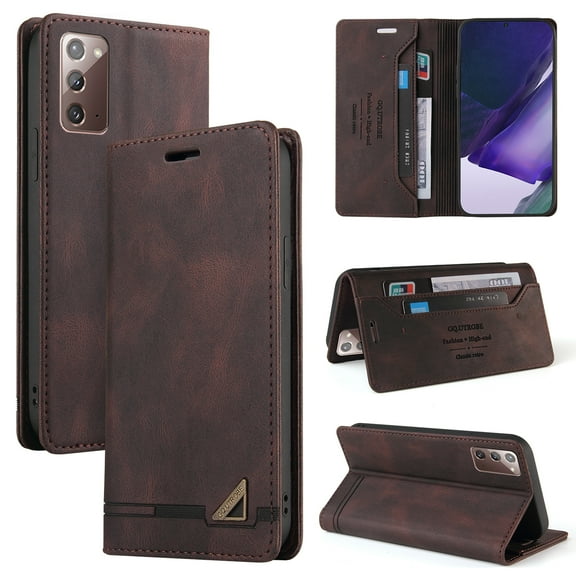 for Samsung Galaxy Note 20 Wallet Case, Magnetic PU Leather Stand Up Flap with TPU Case, Samsung Galaxy Note 20 Case Wallet with Card Slot Folio Case, Compatible with Samsung Galaxy Note 20,Brown