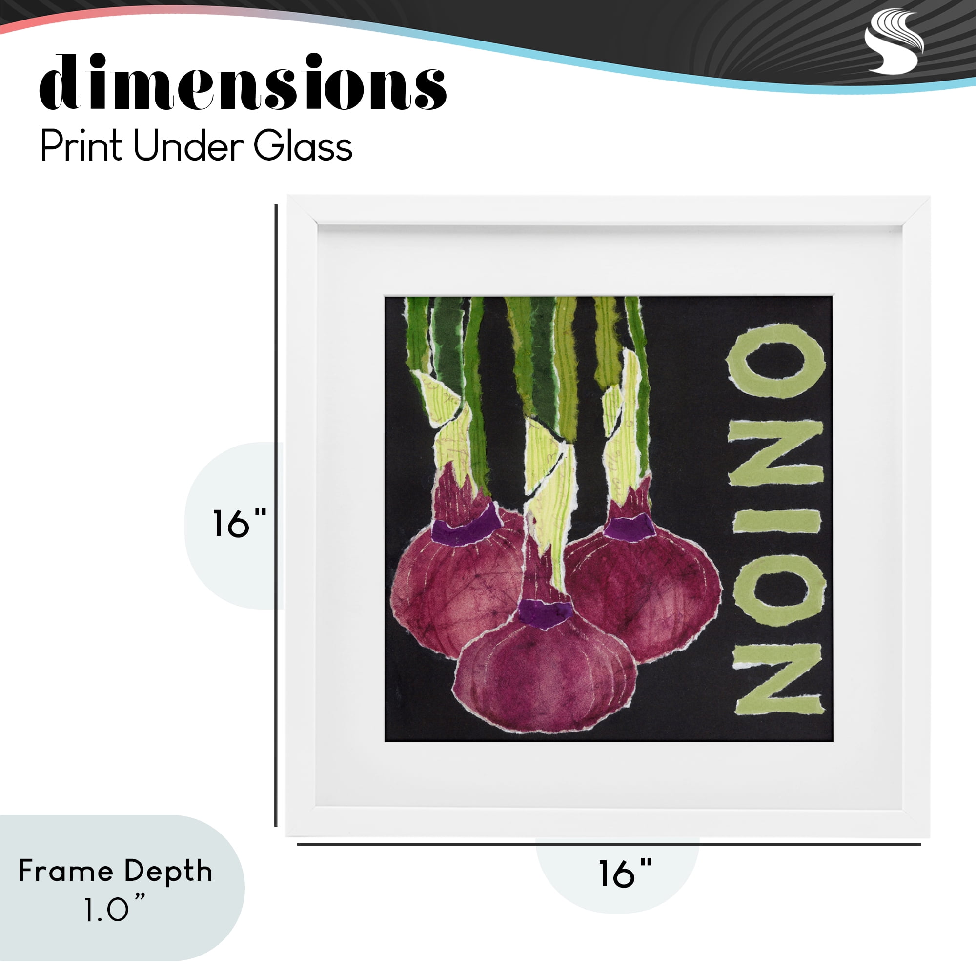 Stupell Industries Collaged Garden Onion White Framed Print Under Glass, design by Nancy Overton