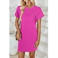 thumbnail image 2 of Chiclily Women's Summer Short Sleeve Dresses Crewneck Ribbed Mini Tshirt Dress, Rose Red XL, 2 of 6