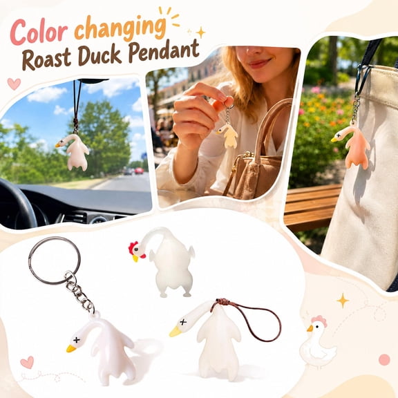 Uv Duck Color Changing Keychain 10 Pack, Hanging Duck for Car Mirror, Funny Car Accessories, Hanging Wall Decor for Kitchen, Novelty Decorative Charm for Home Office Party Favors