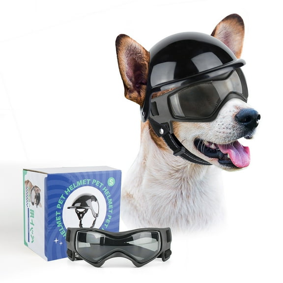 NAMSAN Anti-UV Dog Goggles with Cool Motorcycle Pet Helmet for Outdoor Activities