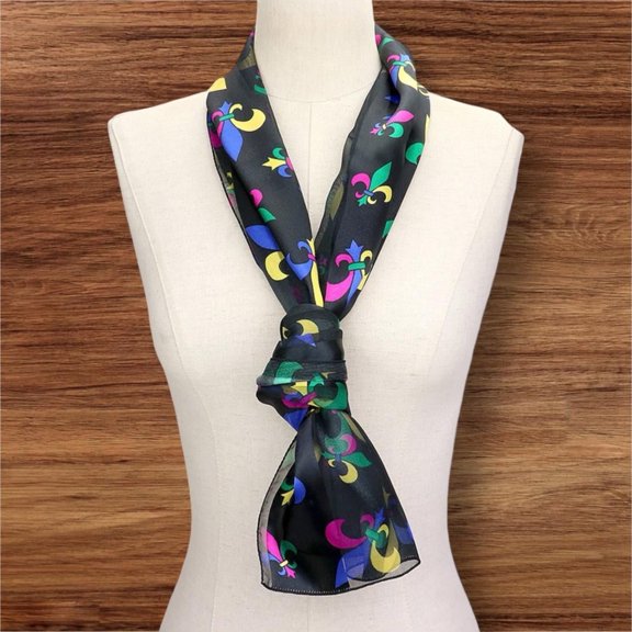 Mardi Gras Fleur de Lis Patterned Lightweight Scarf