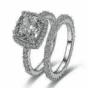 2CT Cushion Cut Lab Created Diamond (VVS1-G-H) 14K White Gold Halo Ring Fine Jewelry for Women Gifts
