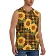 thumbnail image 2 of Xecao Yellow Black Plaid Sunflower Print Men's Tank Top: Sleek Sleeveless Tee for Casual Sports and Beach Occasions-X-Large, 2 of 7