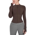 thumbnail image 1 of ORUYROP Veste de Course Légère Extensible pour Femmes avec Fermeture Éclair Complète et Trous pour les Pouces, 1 of 6