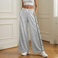 thumbnail image 2 of felwors Women's Split Snap Button Sweatpants High Elastic Waist Straight Leg Loose Pants Joggers Athletic Trousers Grey, XL, 2 of 7