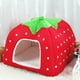 thumbnail image 2 of Cama plegable para mascotas, cama para gatos, casa suave para cachorros, fresa, entrada creativa, cama para dormir para gatos, perros (rojo, tamaño XS), 2 of 6