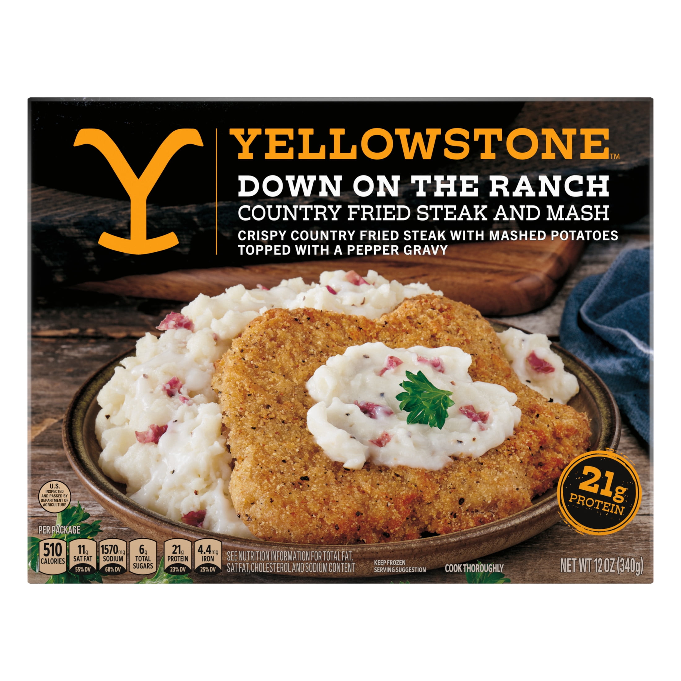 Yellowstone Country Fried Steak and Mash, Steak Dinner, Meals for One, Frozen Dinner 12 oz