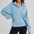 thumbnail image 2 of Women's Half Zip Sweatshirt Oversized Long Sleeve Quarter Zip Pullover Casual Lightweight Loose Sweatshirt Y2K Tops, 2 of 4