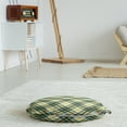 thumbnail image 3 of Tartan Round Floor Cushion with Handle, Classic Pattern of Diagonal Squares and Stripes in Natural Colors, Decorative Pillow for Living Room & Dorms, 18" Round, Green Dark Maroon, by Ambesonne, 3 of 4