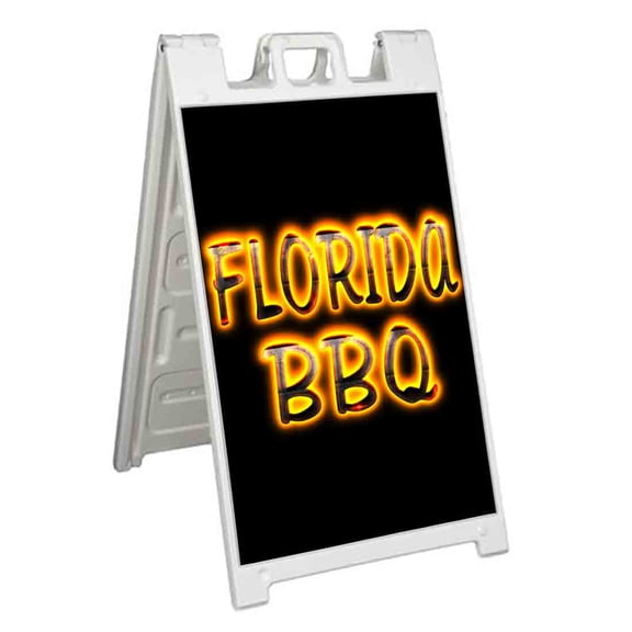 Florida BBQ (24" X 36") Standard A-Frame Signicade, Includes Decal Applied To Stand