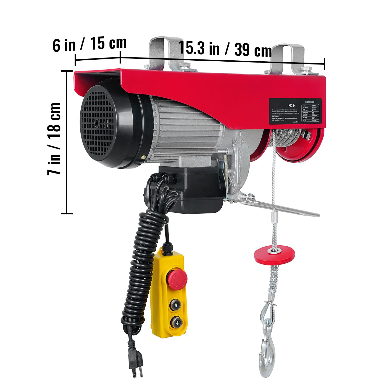KFFKFF Electric Hoist 880lbs Crane Winch with Wired Remote Control 850W 110V