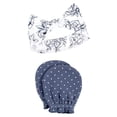 thumbnail image 5 of Hudson Baby Infant Girl Cotton Headband and Scratch Mitten Set, Blue Toile, 0-6 Months, 5 of 6