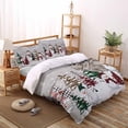 thumbnail image 3 of Christmas King Size Comforter Set, Snowman Checked Xmas Tree Snowflake Winter Grey Soft Bedding for All Seasons, 4 Pcs Bed Set with 1Comforter (90"x106") ,1 Sheet(94"x116"), 2 Pillowcases (19"x35"), 3 of 7