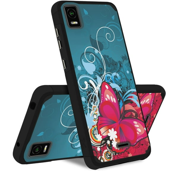 For Cricket Vision Plus 2022 SL100EA Shockproof Cover Phone Case   Tempered Glass - mk Butterfly Bliss