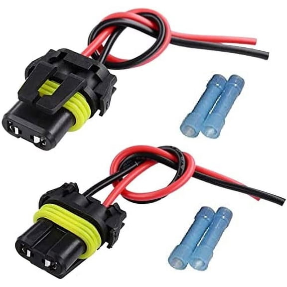 Muzzys (Set of Two) 9005, 9006 LED Female Pigtail Headlight Fog Light Adapter Wiring Harness Sockets Extension Conversion Kit, Free SPLICES, FITS: 9005 9006 9012 9140 9145 9150 9155 HB3 HB4 H10 Bulbs