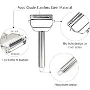 Julienne Peeler, Stainless Steel Vegetable Peeler, Double-Sided Blade Vegetable Julienne Cutter and Fruit Slicer, Dual Blade Multifunction Potato Peeler