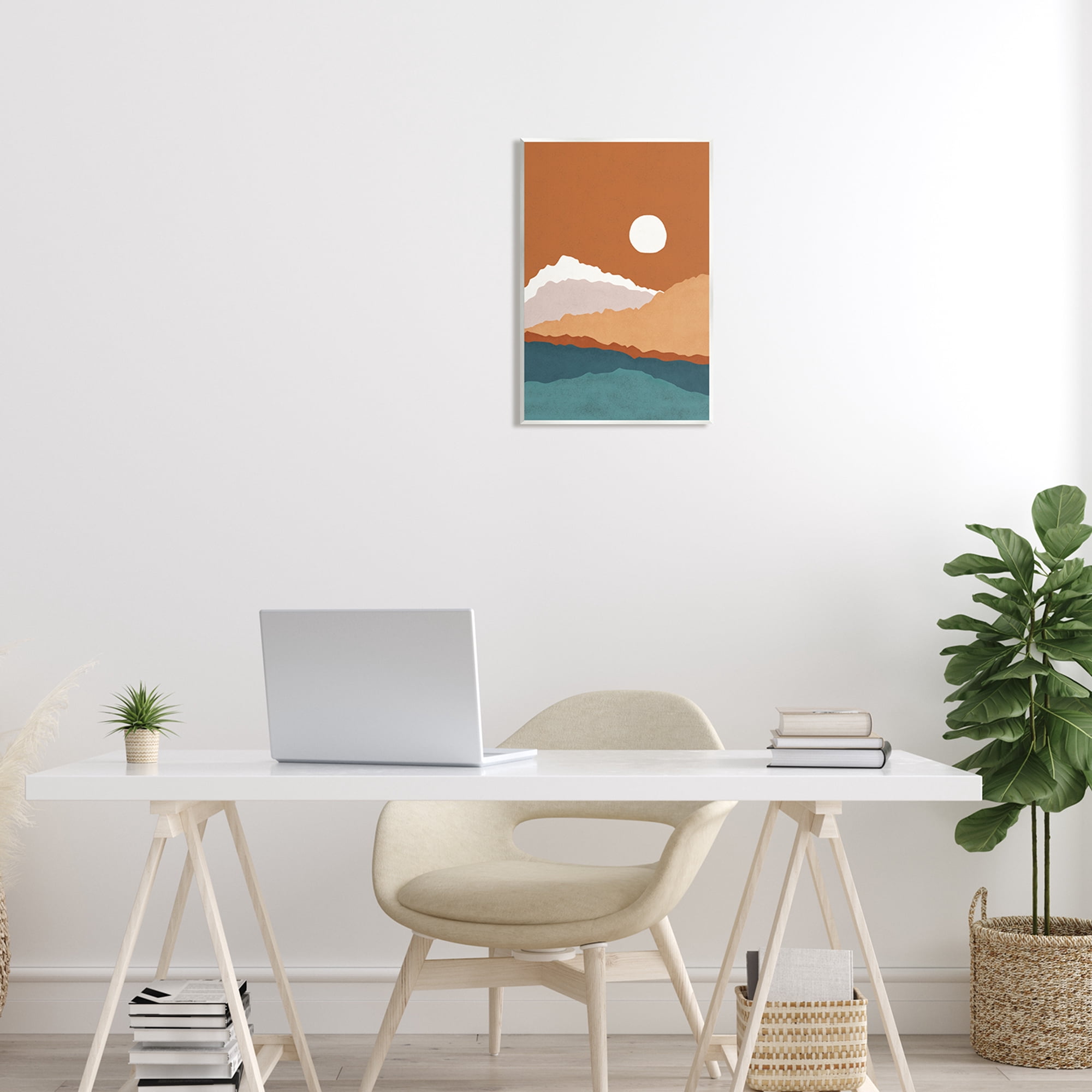 Stupell Industries Abstract Mountain Peaks Round Moon Nature Scene Graphic Art Unframed Art Print Wall Art, Design by JJ Design House LLC
