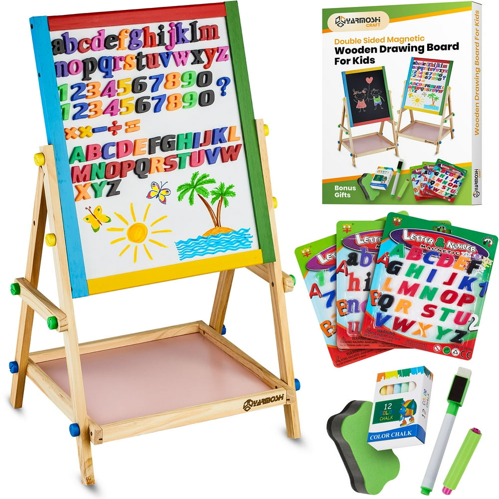 Yarmoshi Blackboard / Whiteboard Easel for Toddlers Learning Play.