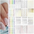 thumbnail image 1 of 16 Feuilles French Line Nail Stickers, Métallisé Strip Line Strip Stickers Autocollant Coloré 3D Wave Design Or Silver Line Nail Stickers Décoratifs, 1 of 4