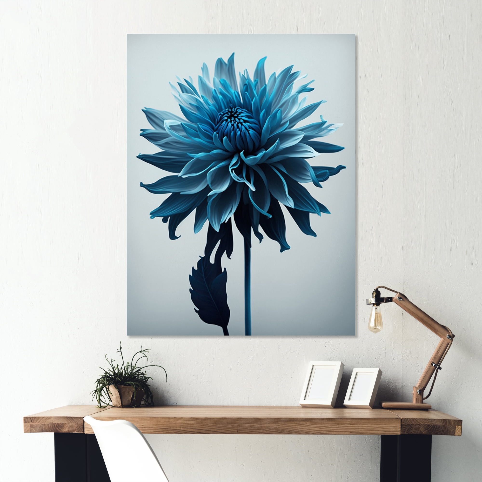 Designart Hyperrealistic Blue And White Flower III Canvas Wall Art