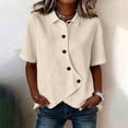 thumbnail image 6 of bovemsi Summer Tops for Women Short Sleeve Cotton Linen Button Down Loose Summer Blouses Cute Summer Tops, 6 of 6